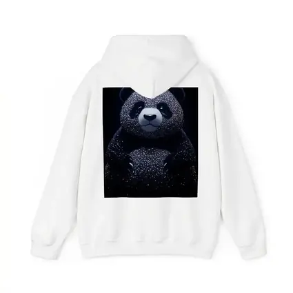 Glittering Panda Bear Dark Black Background