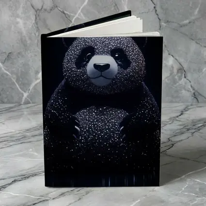 Glittering Panda Bear Dark Black Background