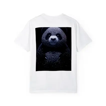 Glittering Panda Bear Dark Black Background