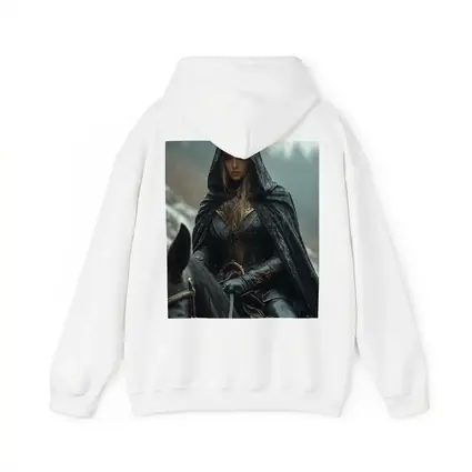 Dark Female Warrior Riding Horse Snowy Forest