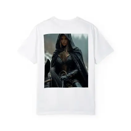 Dark Female Warrior Riding Horse Snowy Forest