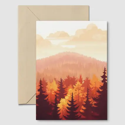 Autumn Forest Hills Flat Illustration Art