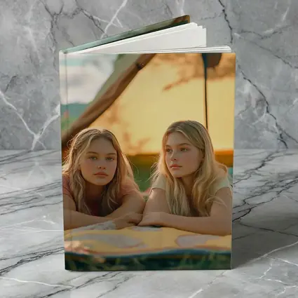 Two Girls Relaxing by Camping Tent