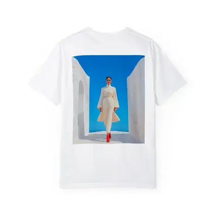 Fashion Woman White Dress Blue Sky