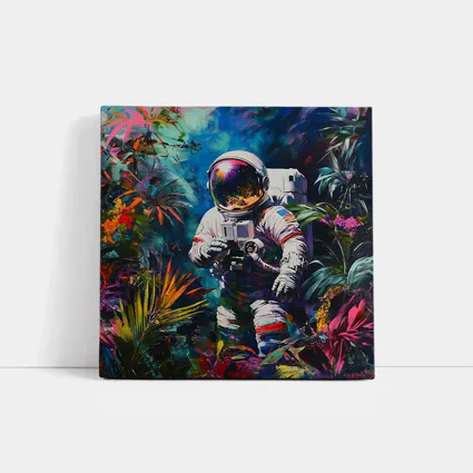 Astronaut Photographer In Colorful Tropical Jungle