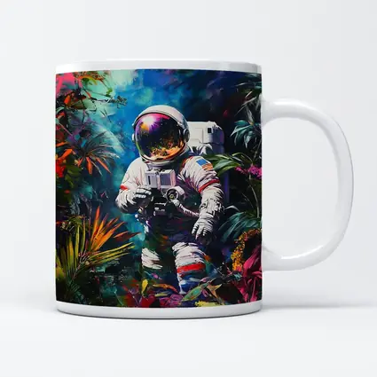 Astronaut Photographer In Colorful Tropical Jungle