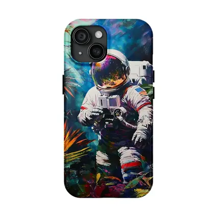 Astronaut Photographer In Colorful Tropical Jungle