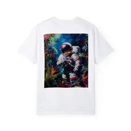 Astronaut Photographer In Colorful Tropical Jungle