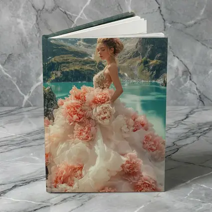 Woman Peony Gown Mountain Lake Fantasy