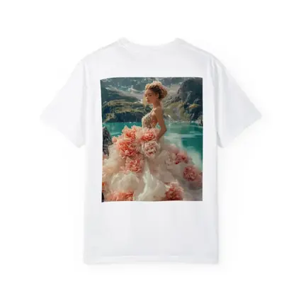 Woman Peony Gown Mountain Lake Fantasy