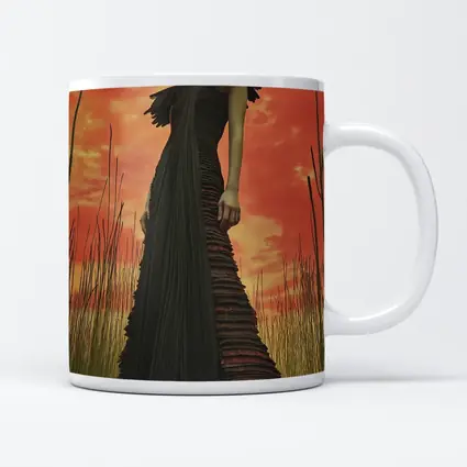 Dark Gown Fashion Portrait Red Sky