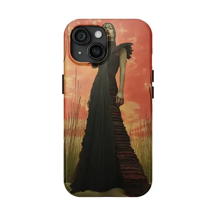 Dark Gown Fashion Portrait Red Sky