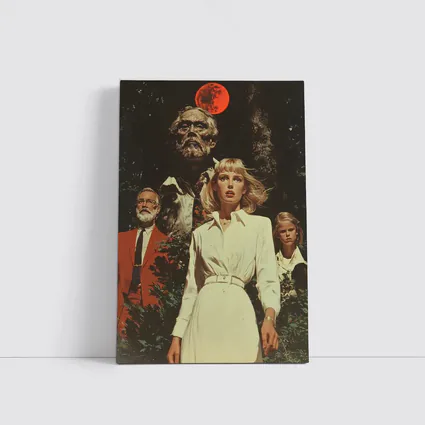 Retro Horror Scene Red Moon Night