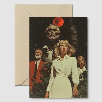 Retro Horror Scene Red Moon Night