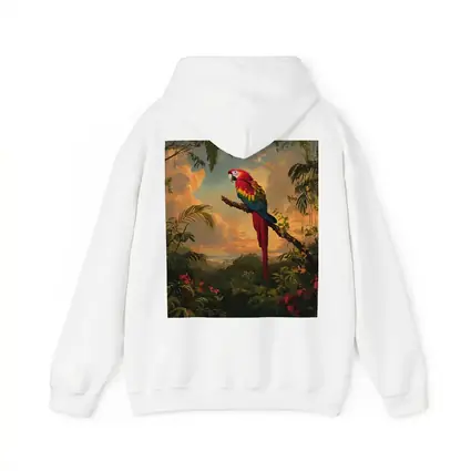 Scarlet Macaw Perched Tropical Jungle Sunset