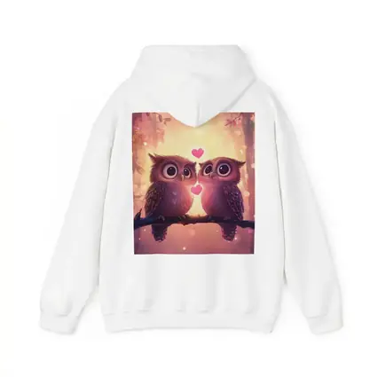 Cute Owl Couple Hearts Fantasy Forest