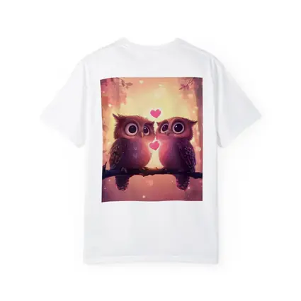 Cute Owl Couple Hearts Fantasy Forest