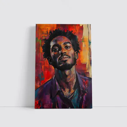 Young Black Man Portrait Abstract Painted Background