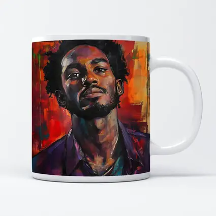Young Black Man Portrait Abstract Painted Background