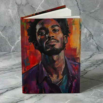 Young Black Man Portrait Abstract Painted Background