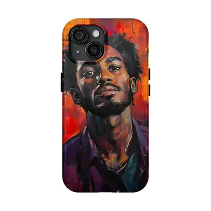 Young Black Man Portrait Abstract Painted Background