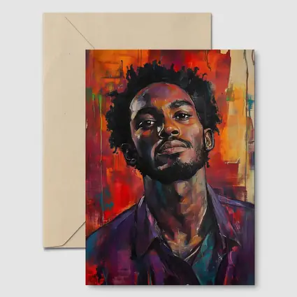 Young Black Man Portrait Abstract Painted Background