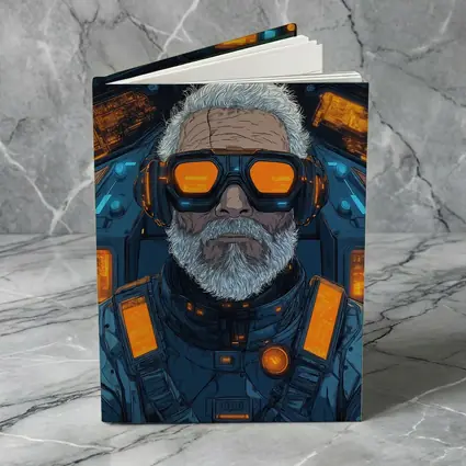 Cyberpunk Old Man Sci Fi Cockpit Art