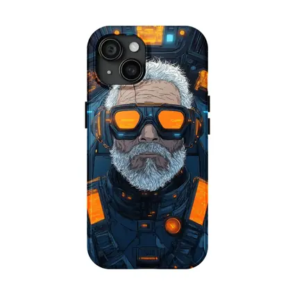 Cyberpunk Old Man Sci Fi Cockpit Art