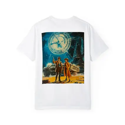 Retro Sci Fi Couple Clock City Night