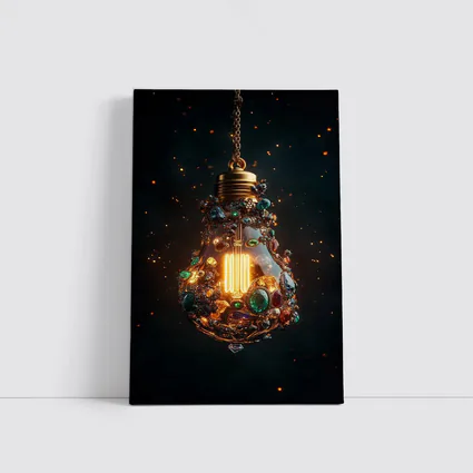 Jeweled Light Bulb Glowing Dark Background