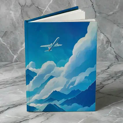 Airplane Flying Over Blue Mountain Clouds