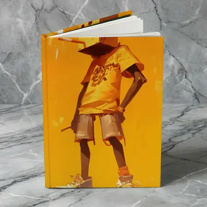 Box Head Character Smoking Yellow Urban Art