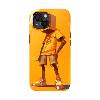 Box Head Character Smoking Yellow Urban Art