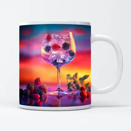 Berry Cocktail Glass Sunset Sky Background
