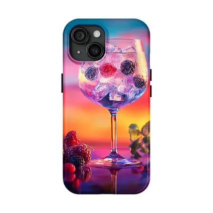 Berry Cocktail Glass Sunset Sky Background
