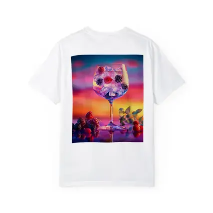Berry Cocktail Glass Sunset Sky Background