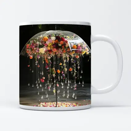 Floral Umbrella Crystal Drops Garden Installation Art