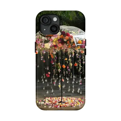 Floral Umbrella Crystal Drops Garden Installation Art