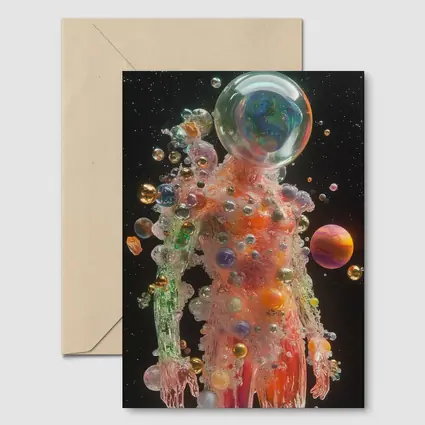 Glass Human Figure Cosmic Planets Space