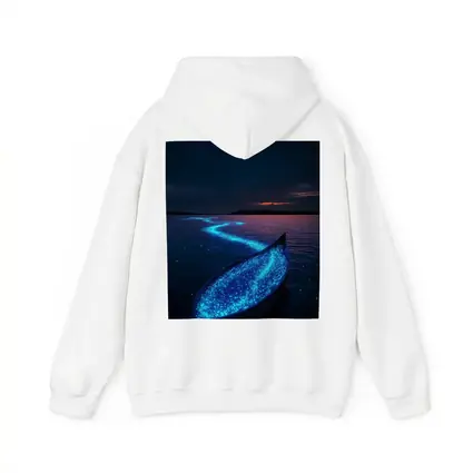 Glowing Bioluminescent Boat on Dark Night Lake