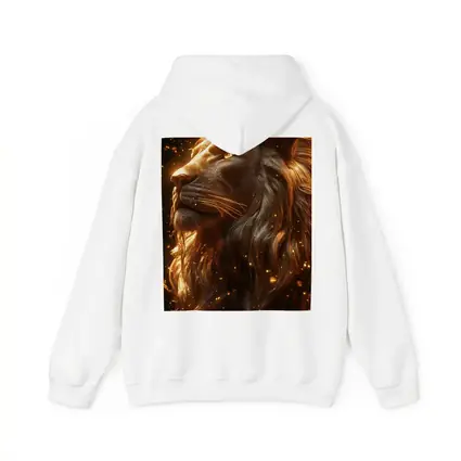 Golden Lion Profile Glowing Sparks Dark Background
