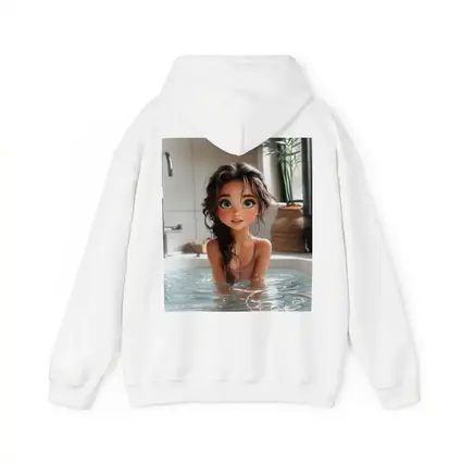 Cartoon Girl Relaxing In White Bathtub