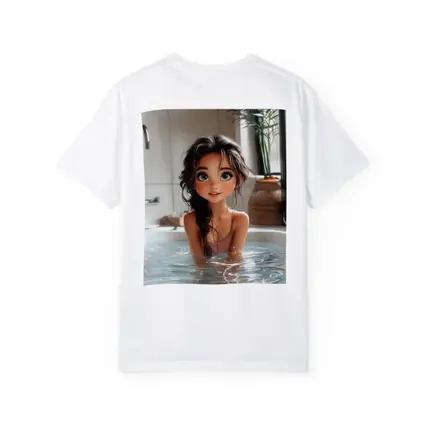 Cartoon Girl Relaxing In White Bathtub