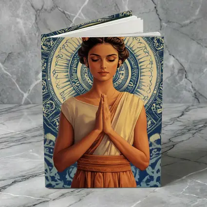 Woman Praying Mandala Blue Spiritual Art