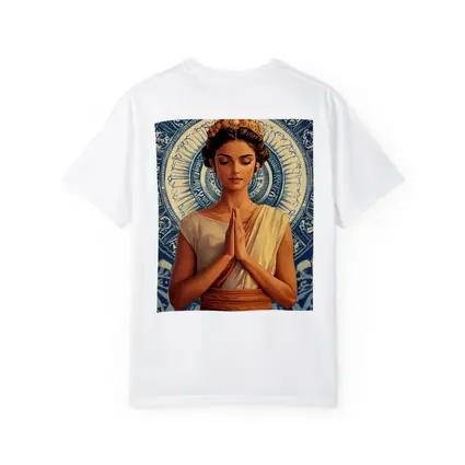 Woman Praying Mandala Blue Spiritual Art