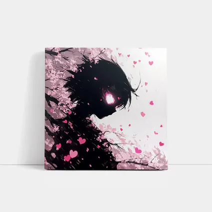 Anime Girl Silhouette Cherry Blossom Hearts