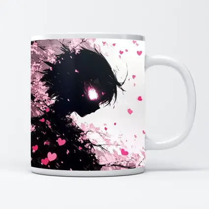 Anime Girl Silhouette Cherry Blossom Hearts