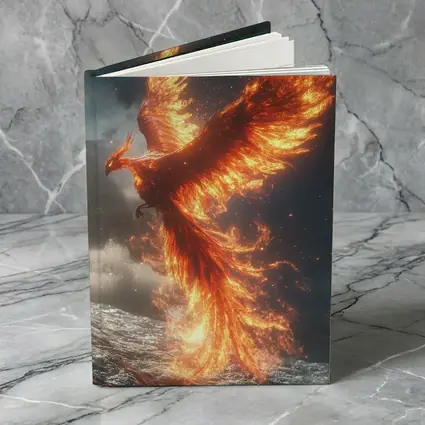 Phoenix Rising From Ocean Flames Dark Sky