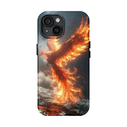 Phoenix Rising From Ocean Flames Dark Sky