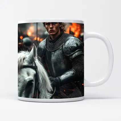Knight in Armor Riding White Horse Battle